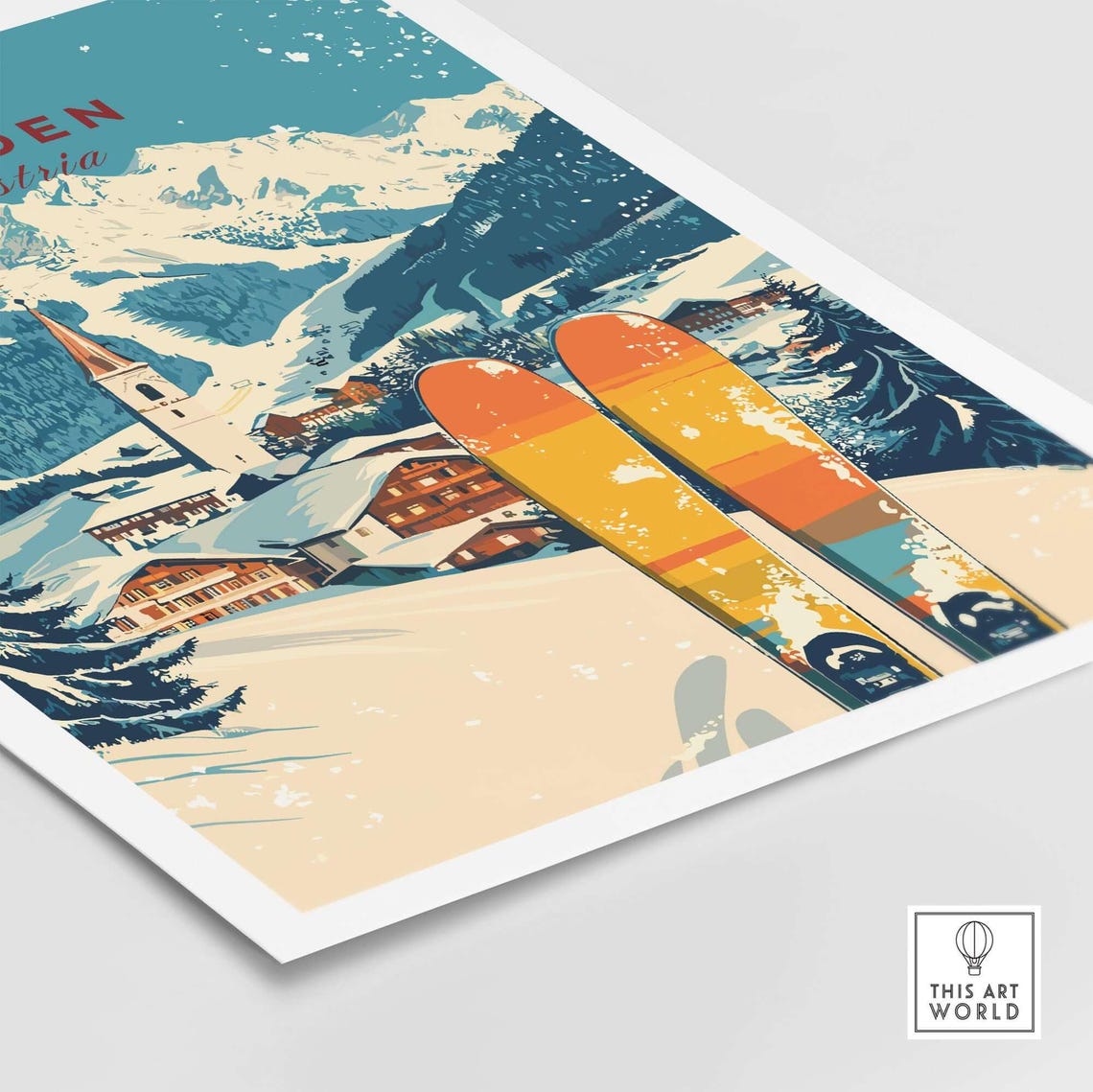 Slden Ski Art Print, Ski Lodge Decor - Image 5