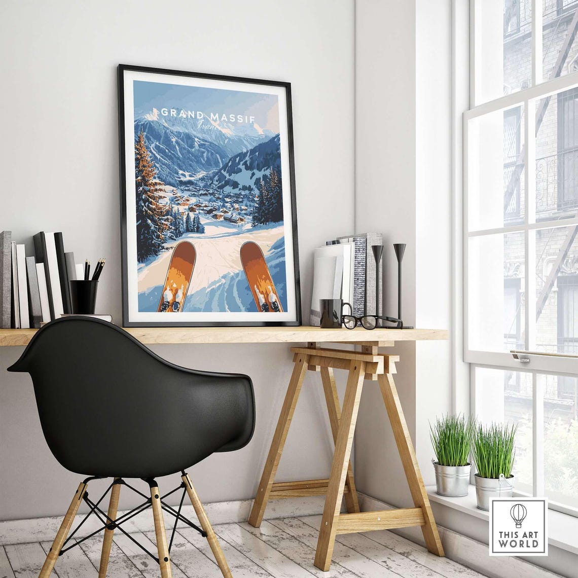 Grand Massif Ski Resort Winter Sports Art Print - Image 4