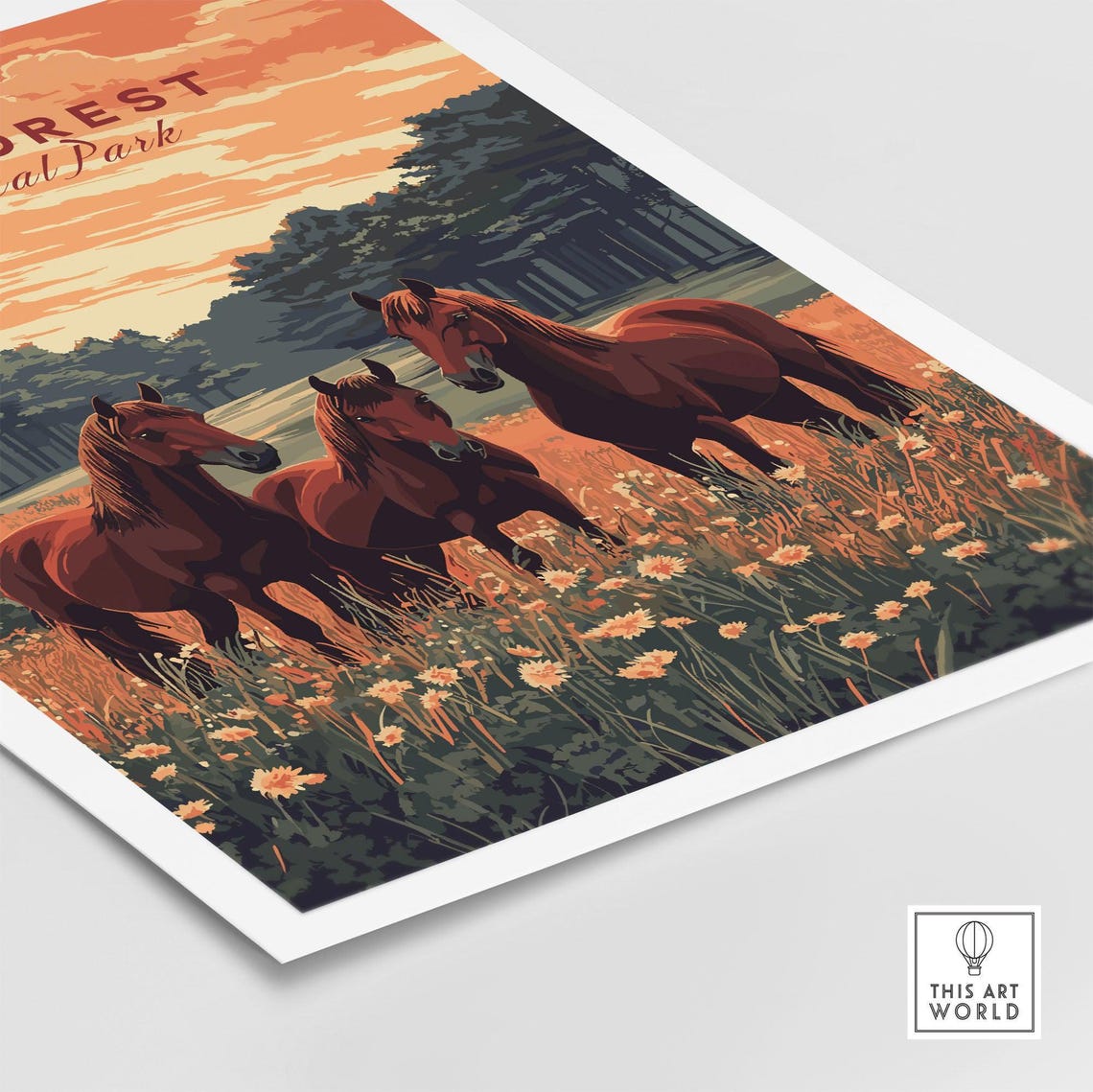 New Forest England Travel Poster, Landscape Illustration - Image 5