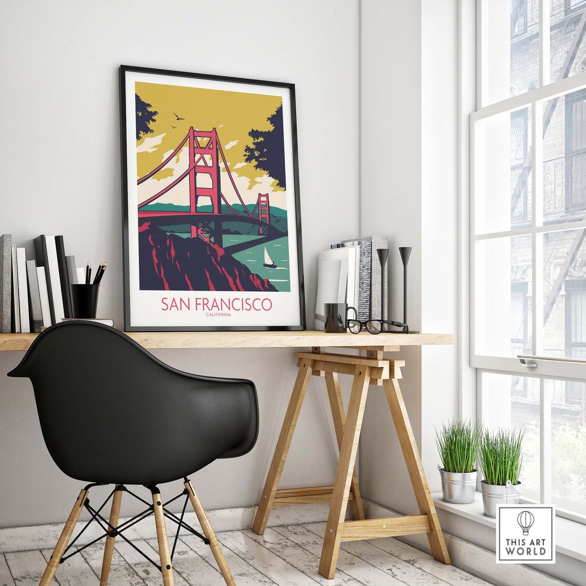 San Francisco California Golden Gate Bridge Vintage Travel Poster - Image 4