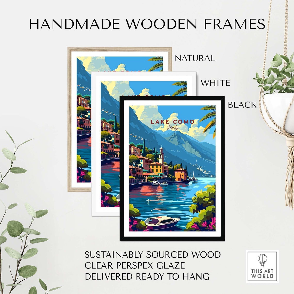 Lake Como Italy Alpine Lakeside Village Mountain View Poster - Image 2
