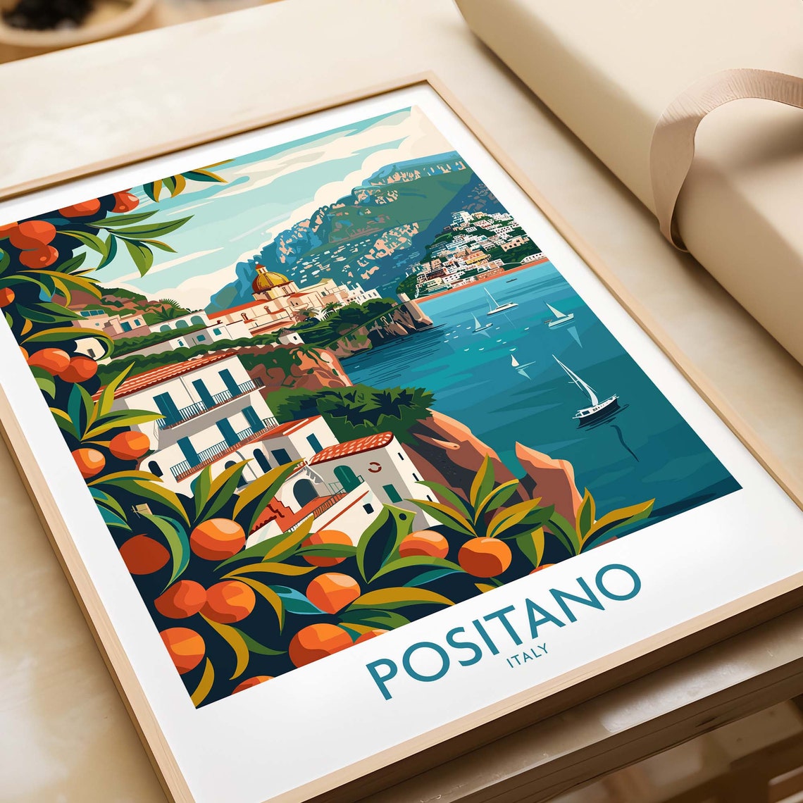 Positano Italy Citrus Grove Cliffside Town Amalfi Coast Poster