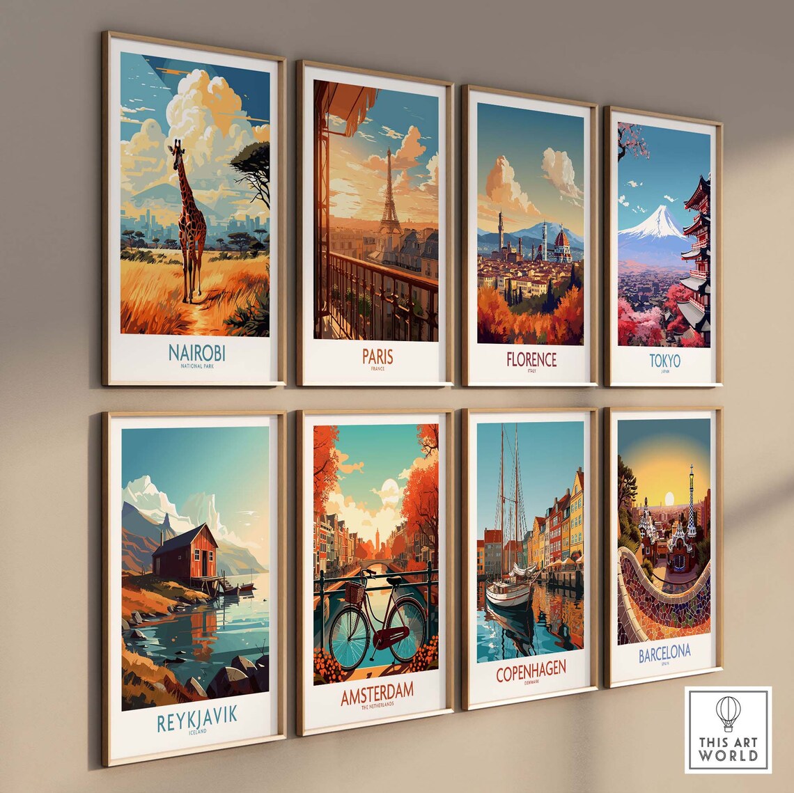 Nairobi National Park Giraffe Savanna Skyline Vintage Travel Poster - Image 3