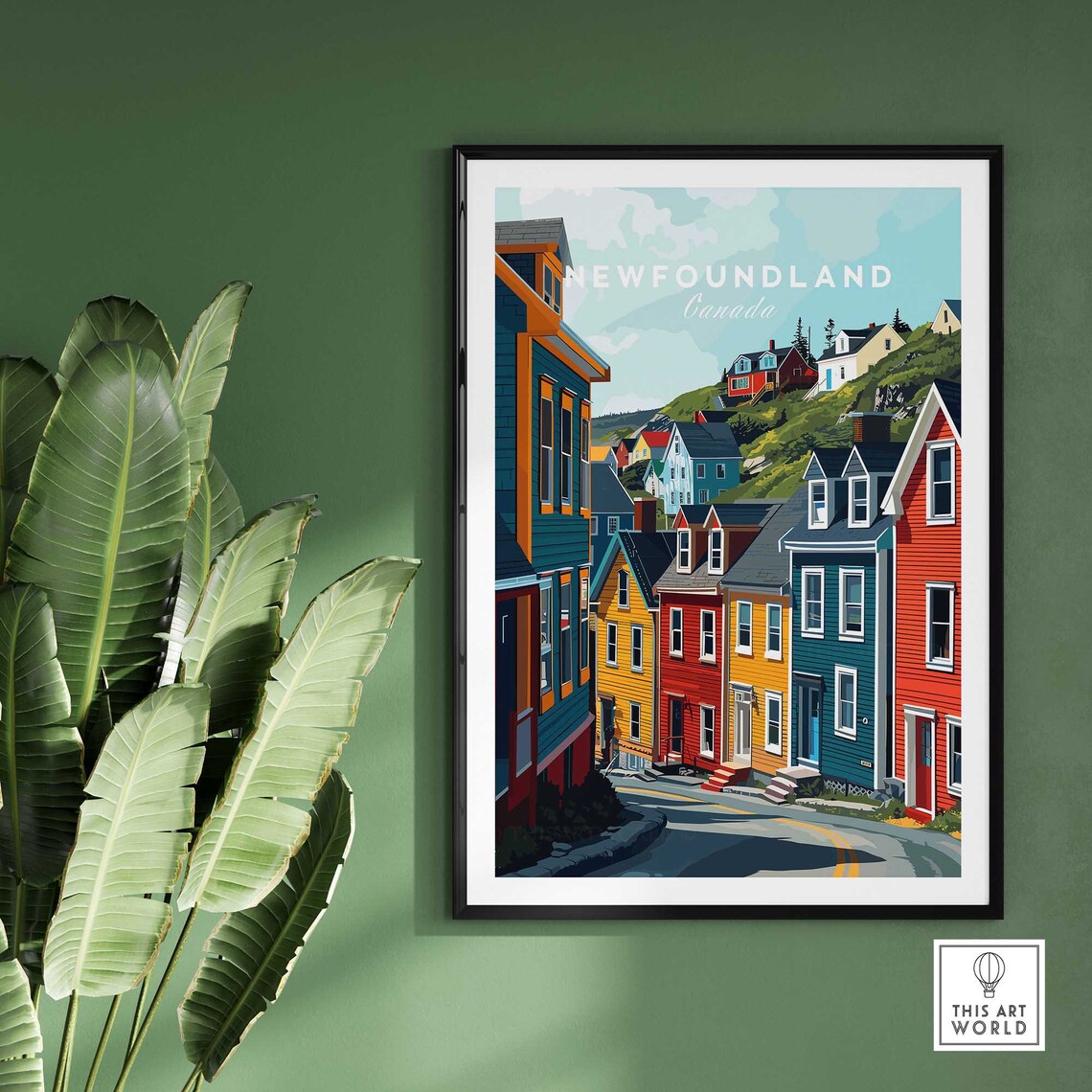 Newfoundland Canada Colorful Row Houses Street Art Travel Poster - Image 2