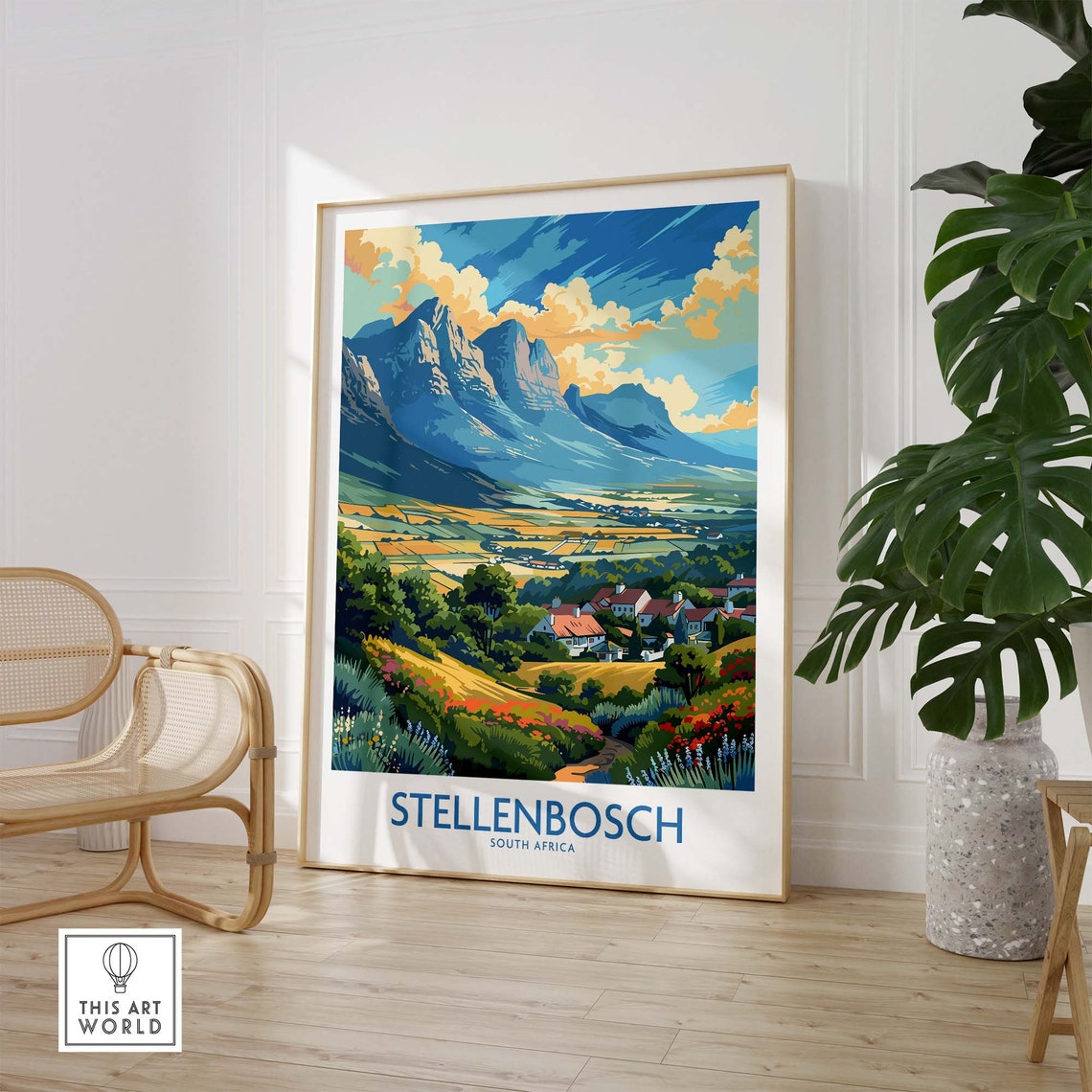 Stellenbosch South Africa Mountain Vineyard Valley Scenic Poster - Image 3