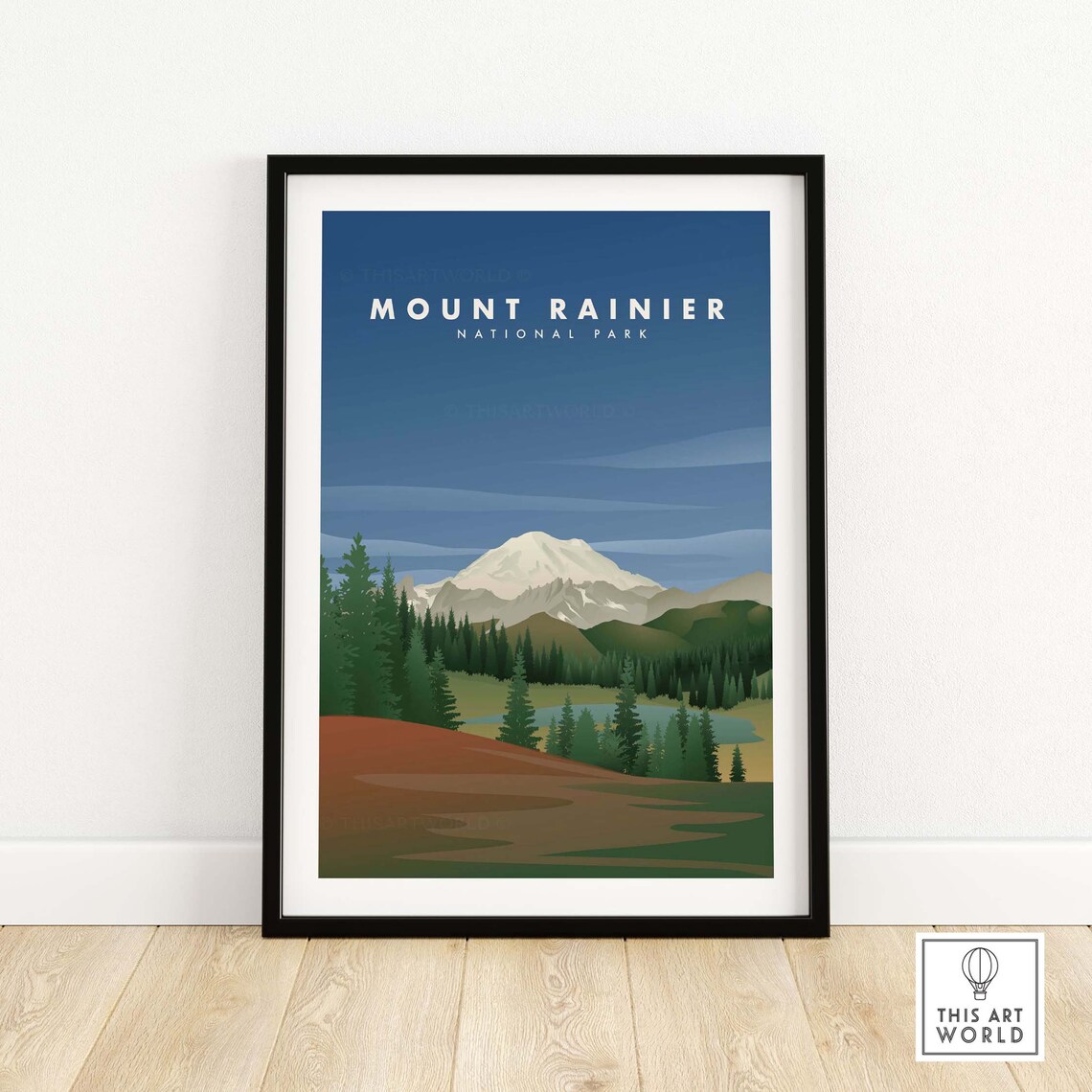 Mount Rainier National Park Art Print, Travel Poster