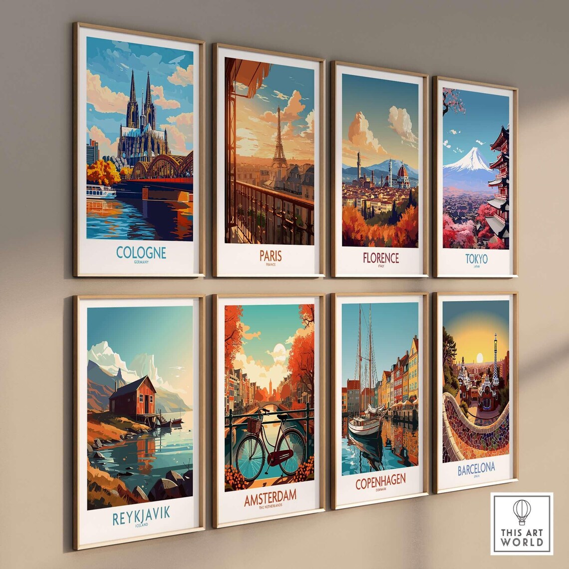 Cologne Germany Cathedral Hohenzollern Bridge Vintage Travel Poster - Image 3