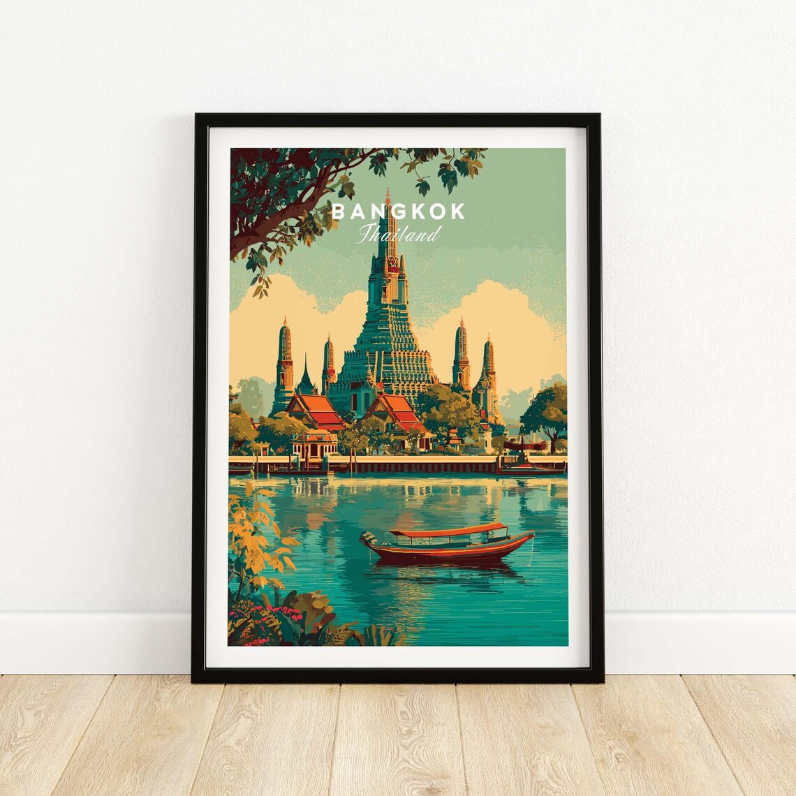 Bangkok Thailand Grand Wat Arun Riverside Temple Travel Poster
