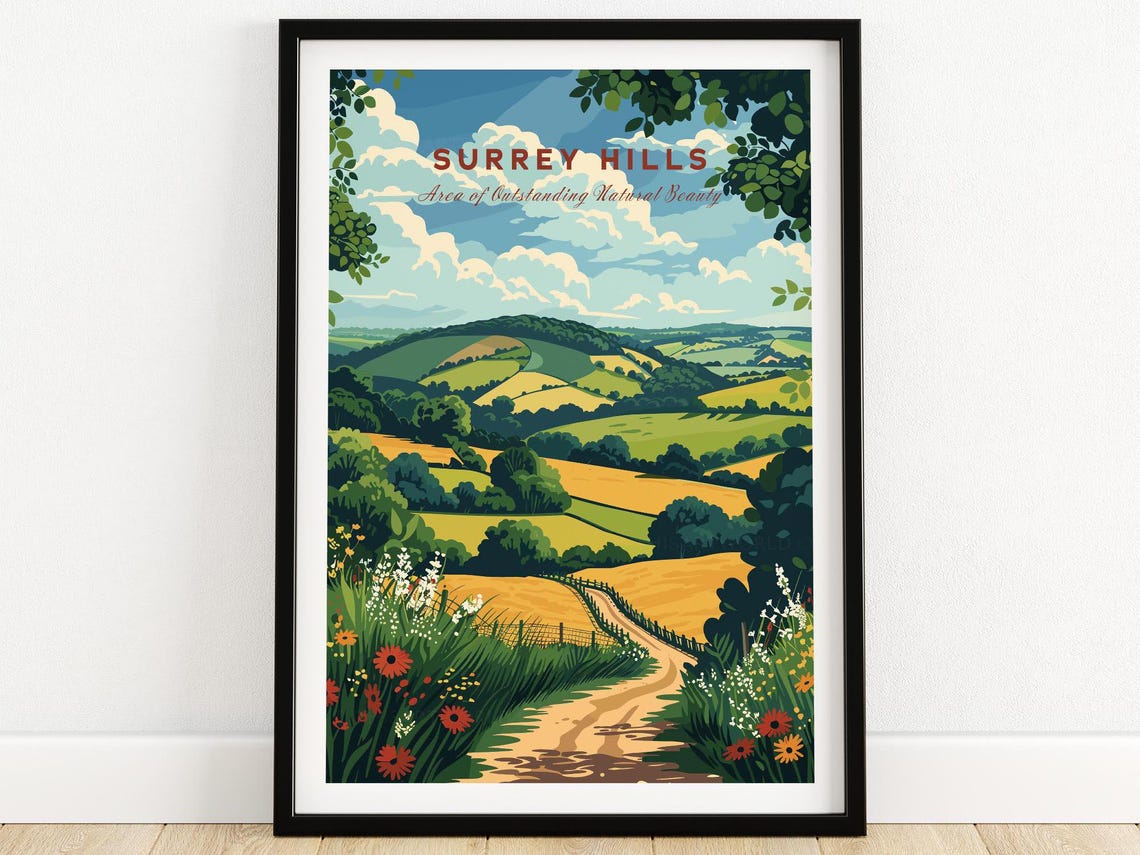 Surrey Hills England Green Valley Wildflower Trail Art Poster