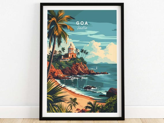 Goa Travel Print Wall Art Poster Home Decor Artwork Gift Illustration Lover