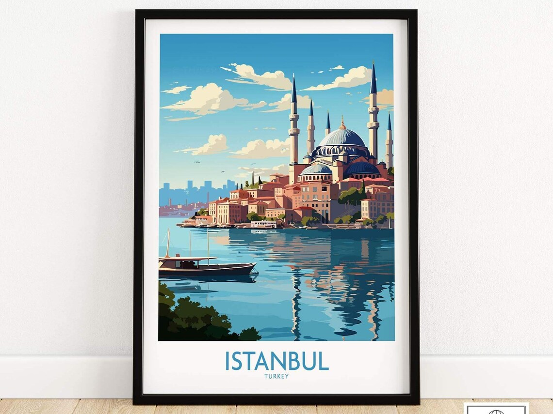 Istanbul Travel Poster, Europe Travel Print