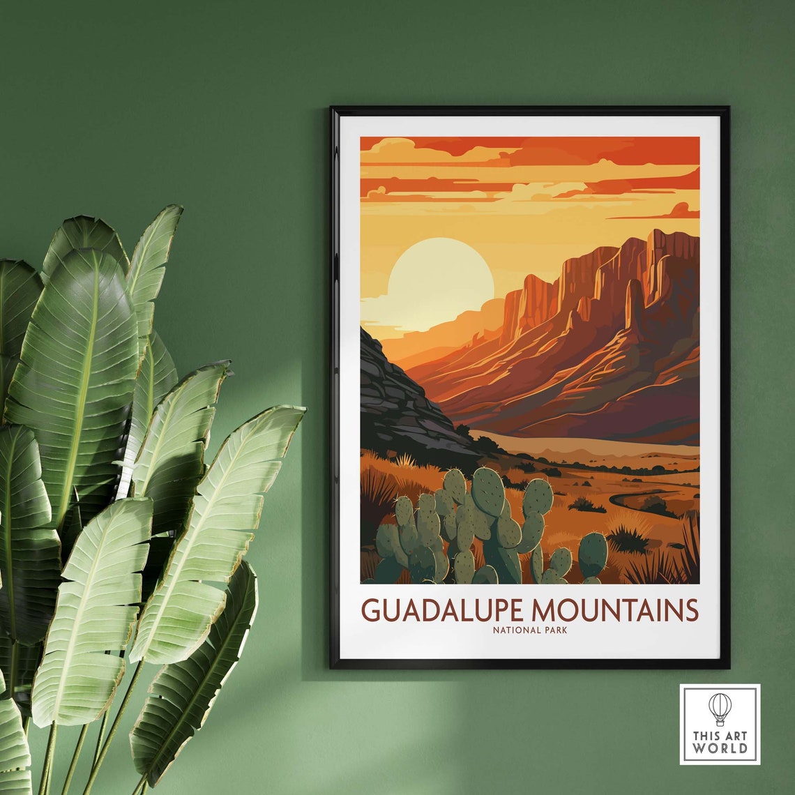 Guadalupe Mountains National Park Sunset Desert Cactus Poster - Image 2