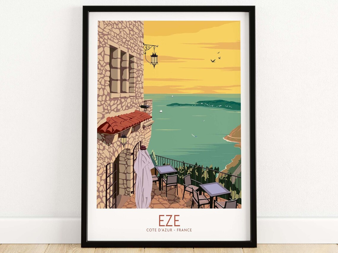 Eze France Travel Poster, Cote d'Azur Art Print