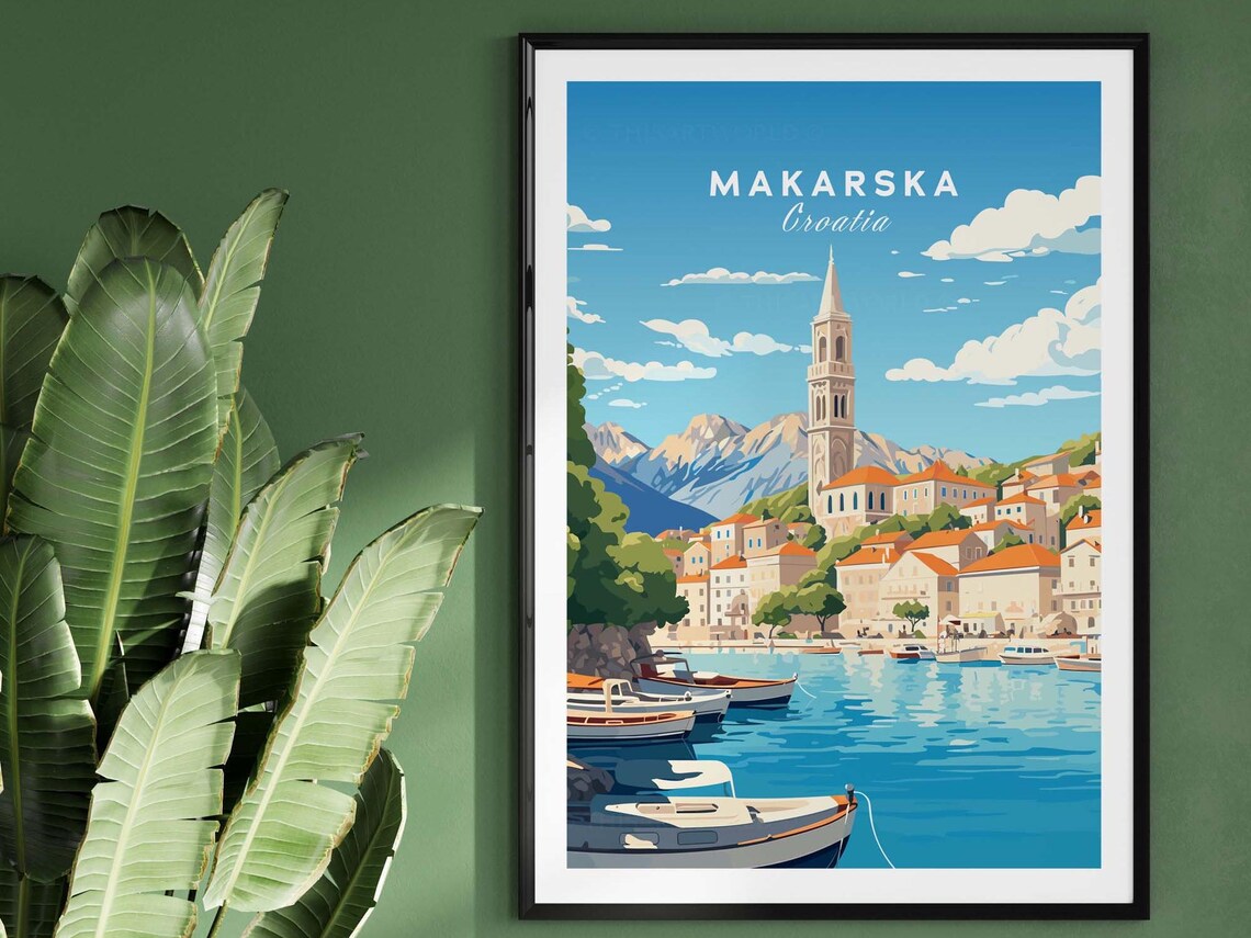 Makarska Croatia Travel Poster, Place Wall Art