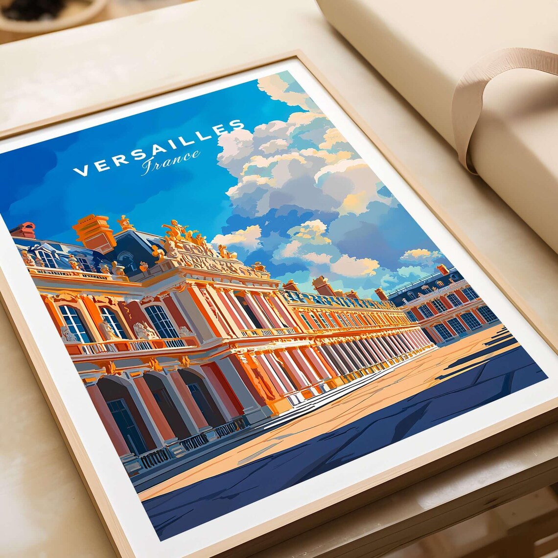 Versailles France Palace Facade Golden Statues Blue Sky Travel Poster - Image 4