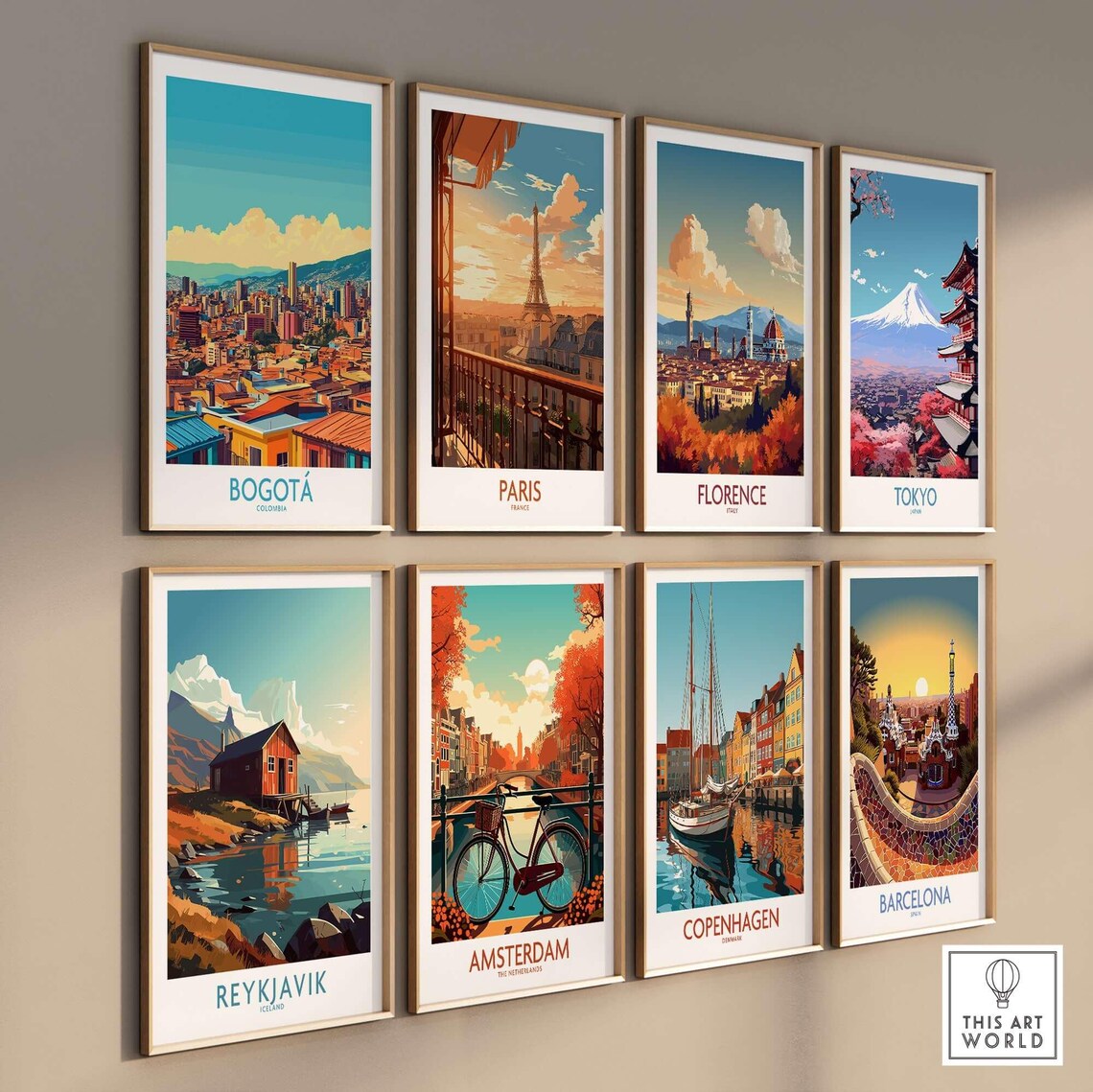 Bogota Colombia City Panorama Orange Rooftops Vintage Travel Poster - Image 3