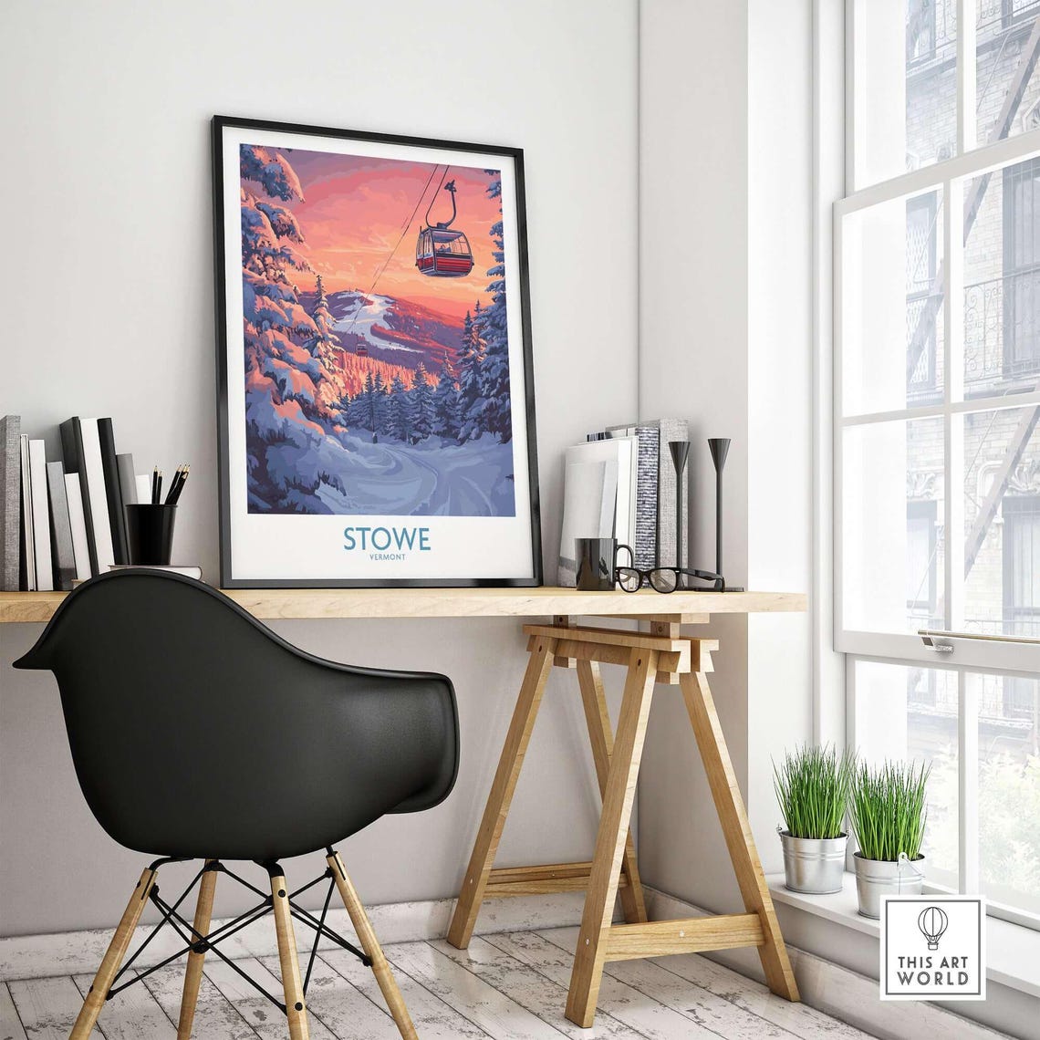 Stowe Vermont - Vintage Ski Poster - Image 4