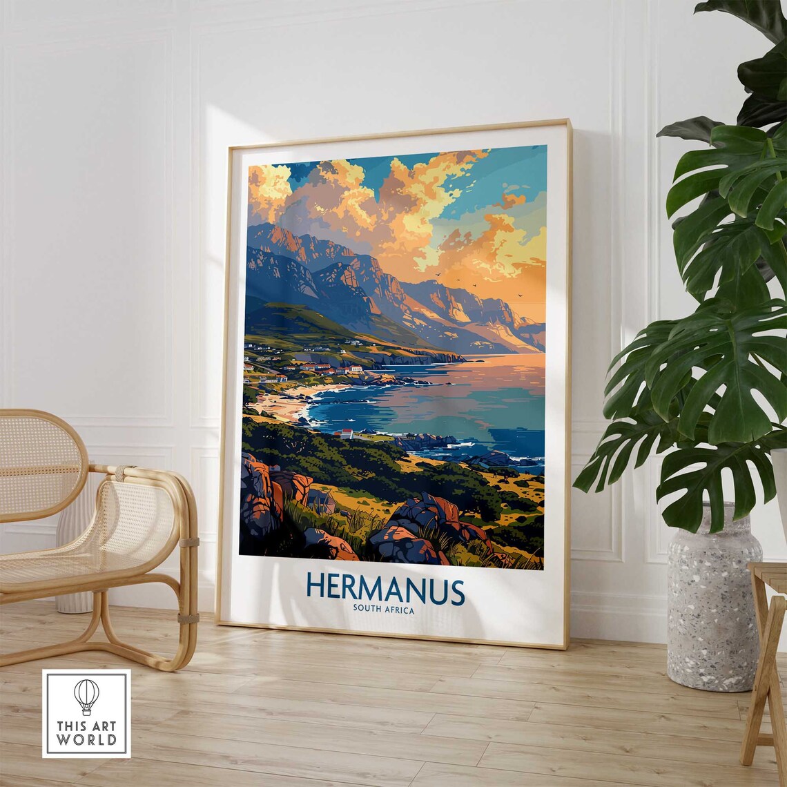 Hermanus South Africa Coastal Mountains Bay Vintage Travel Poster - Image 2