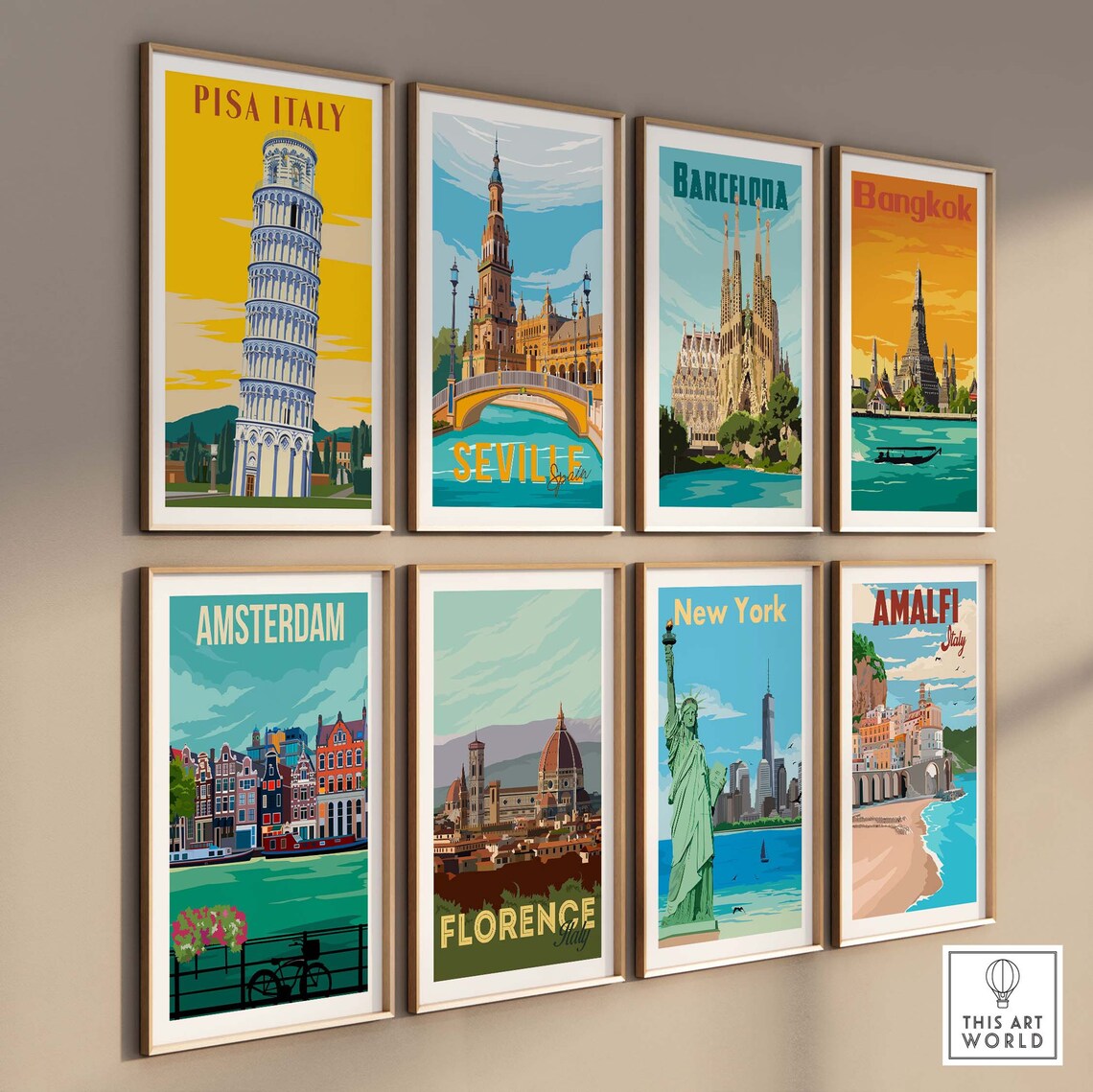 Pisa Travel Poster, Italy Skyline Art Print - Image 3