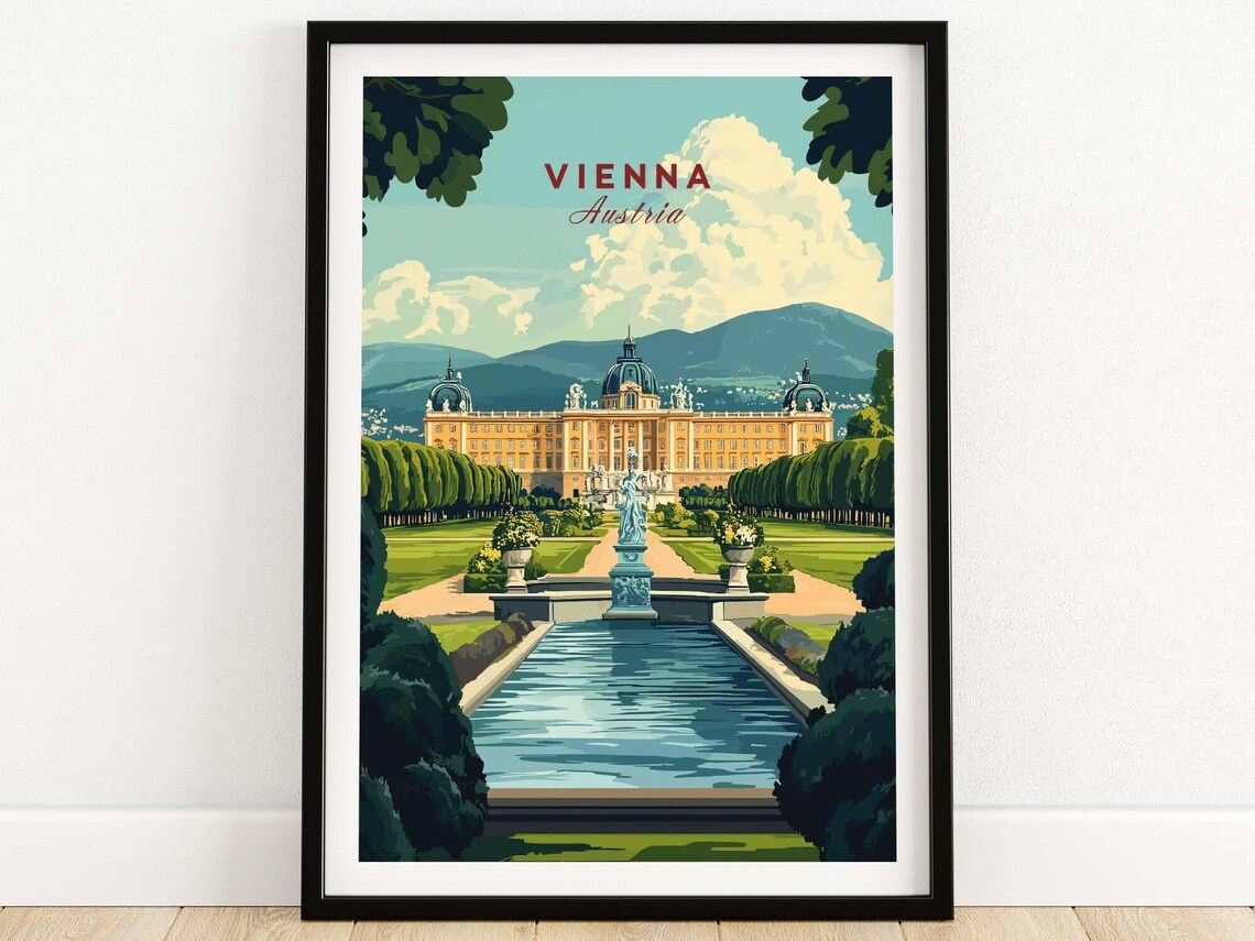 Vienna Travel Poster, Europe Wall Art Print