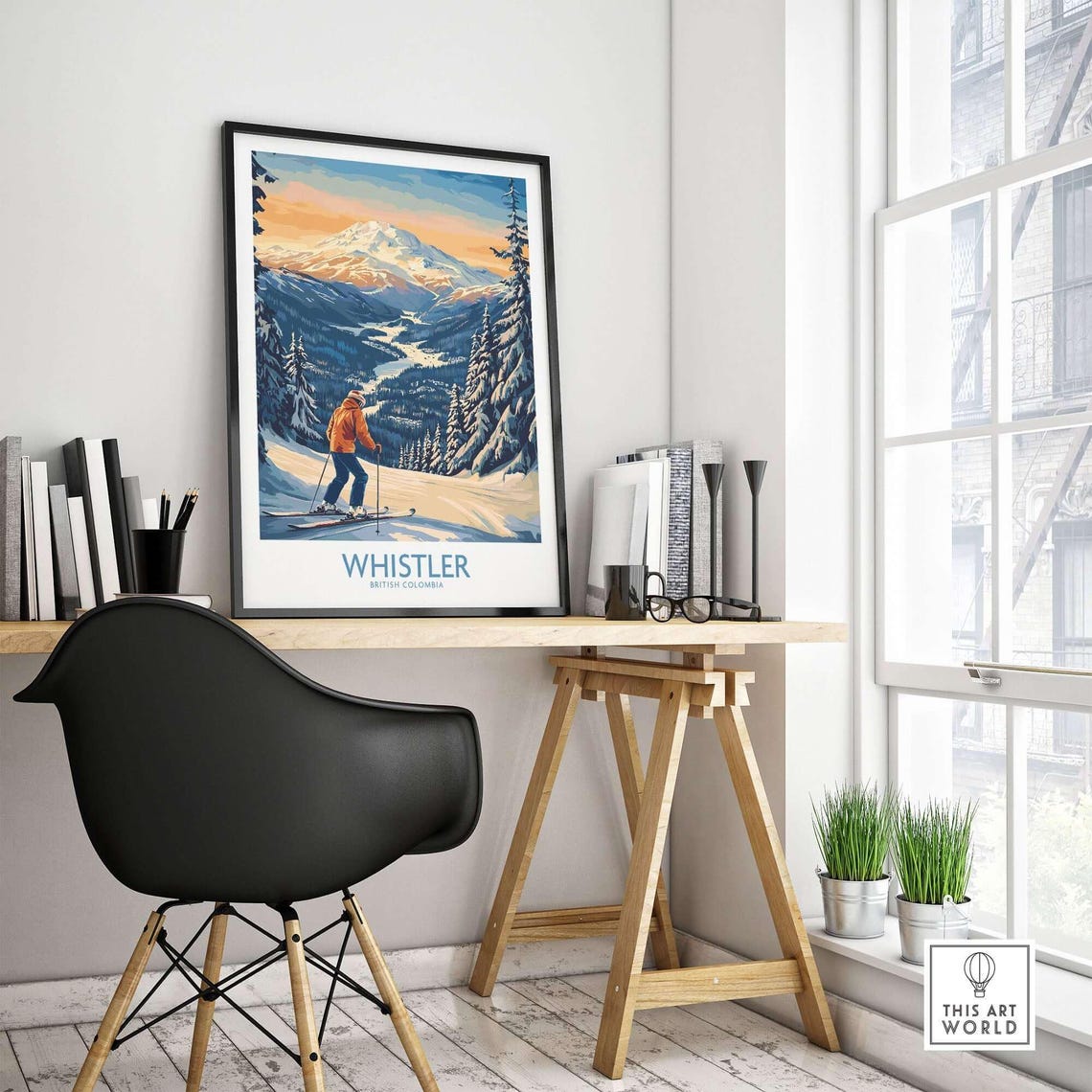 Whistler Ski Art Print, Ski Lodge Winter Decor - Image 4