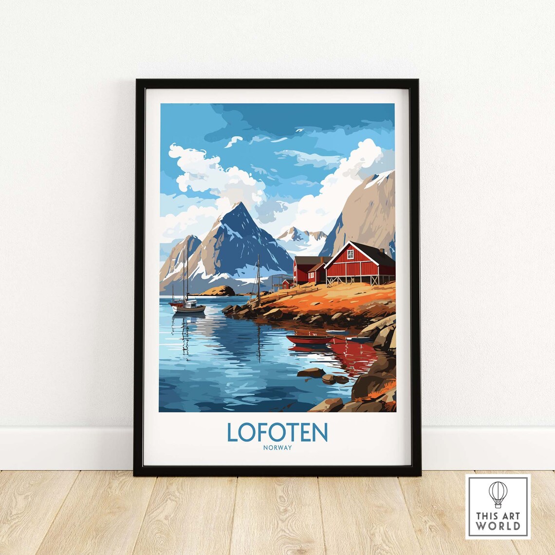 Lofoten Islands Travel Poster, Birthday Gift Art Print