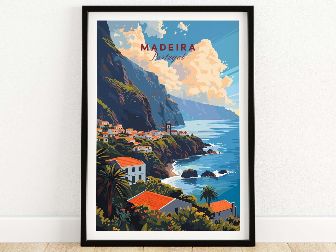 Madeira Travel Poster, Portugal Wall Art Print