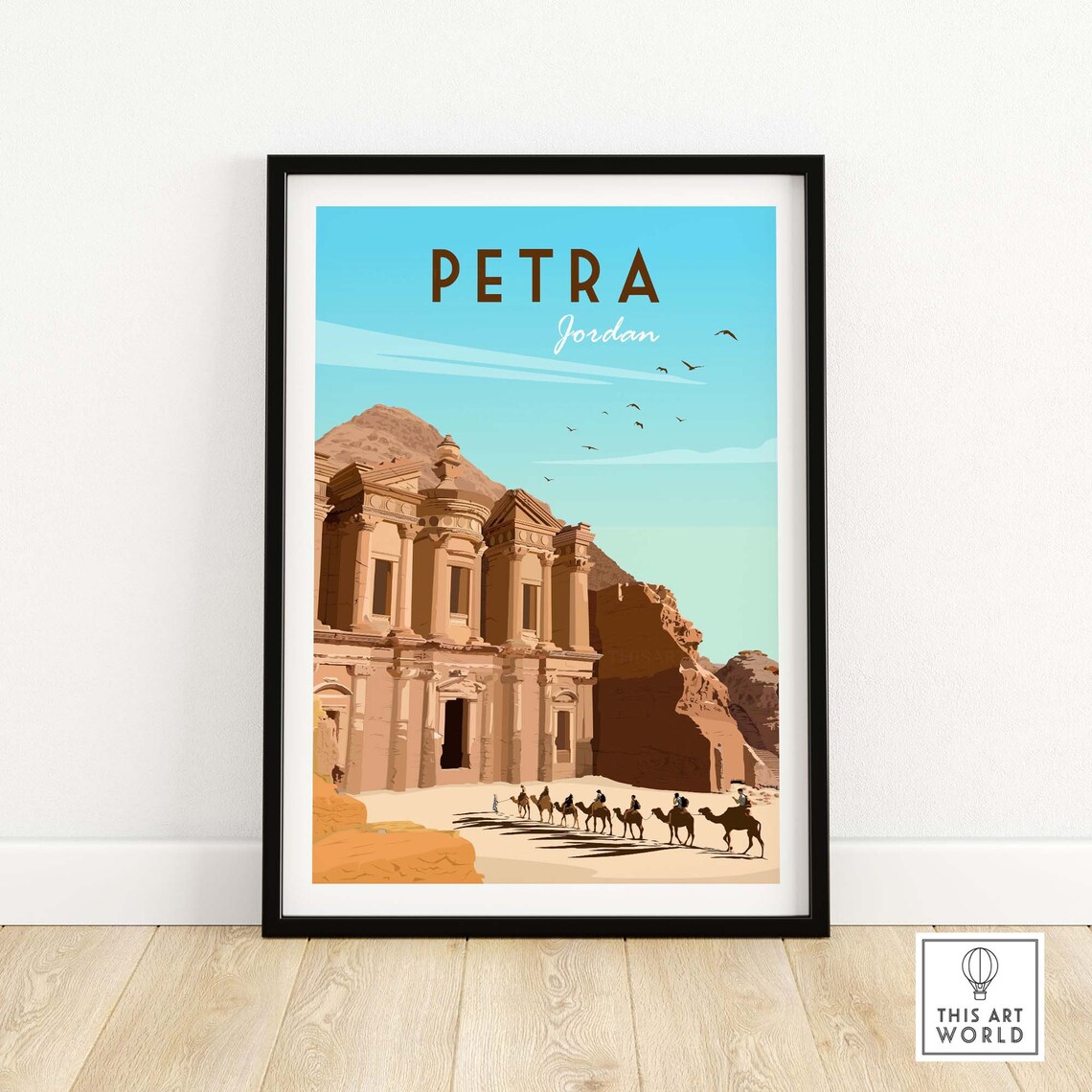 Petra Travel Poster, Jordan Landmark Art Print