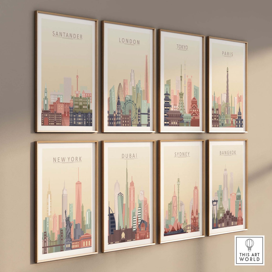 Santander Spain Minimal Skyline City Illustration Pastel Print - Image 3