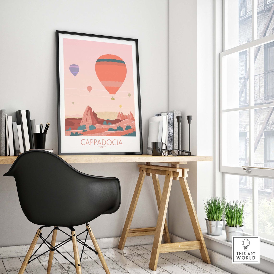 Cappadocia Turkey Hot Air Balloons Fairy Chimneys Travel Poster - Image 4