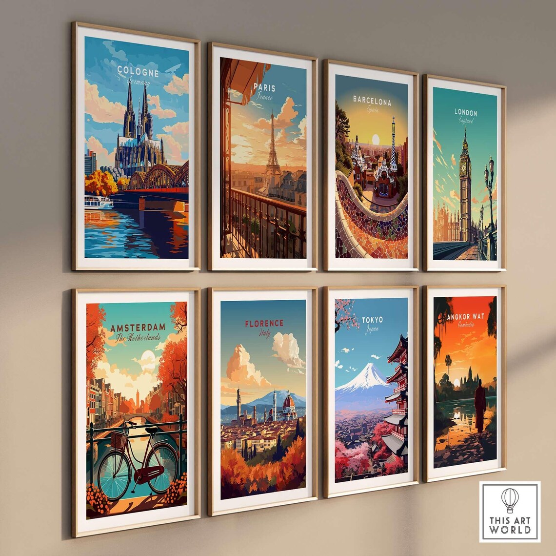 Cologne Germany Cathedral And Hohenzollern Bridge River Travel Poster - Image 3