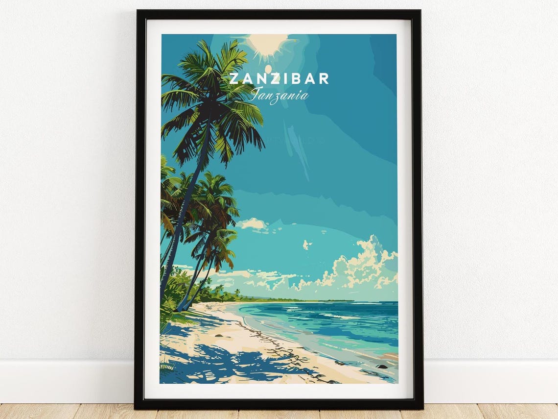 Tropical Zanzibar Tanzania Palm Beach Turquoise Sea Sun Poster