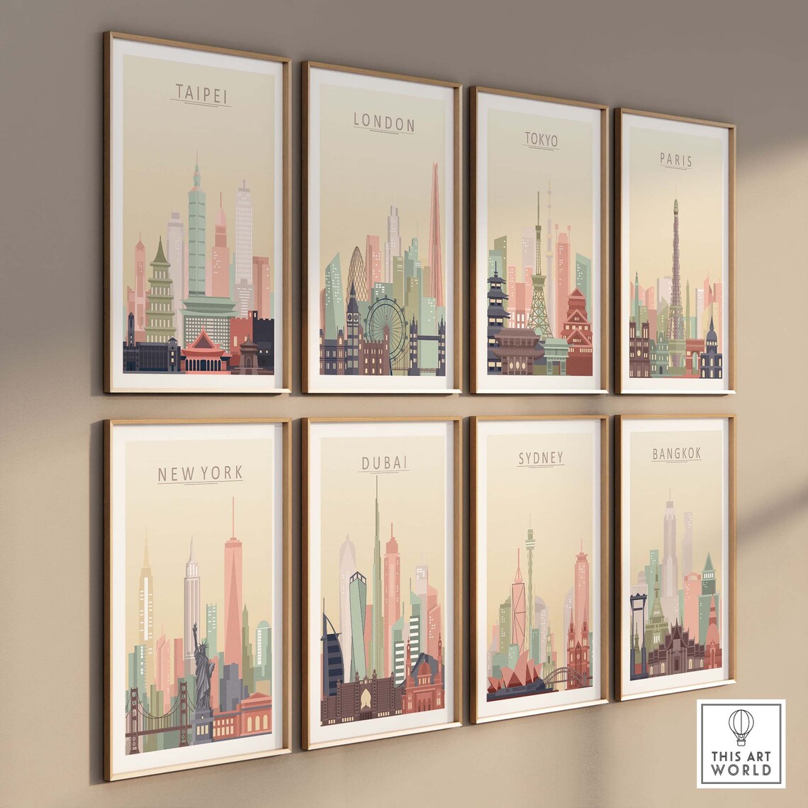 Taipei Skyline Minimal Flat Cityscape Taipei 101 Tower Taiwan Poster - Image 3