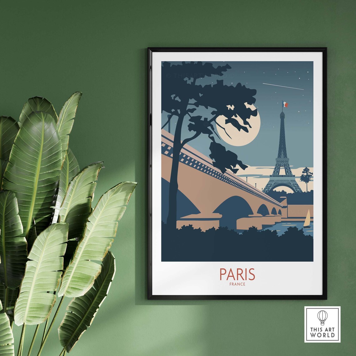 Paris France Retro Travel Poster, Eiffel Tower Print - Image 3