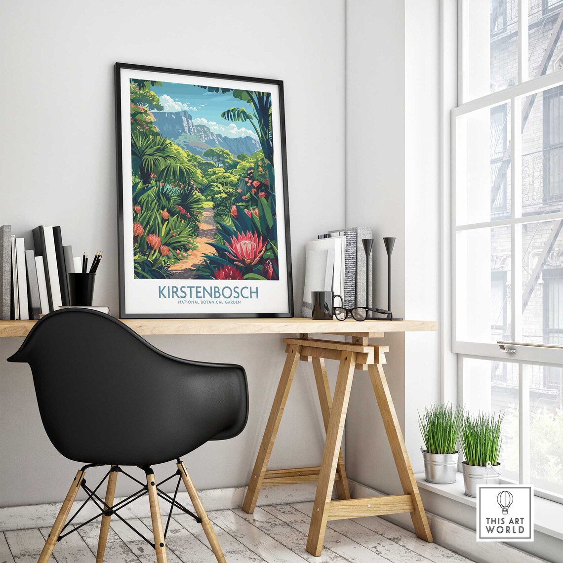 Kirstenbosch Botanical Garden Lush Path Protea Flowers Art Poster - Image 4