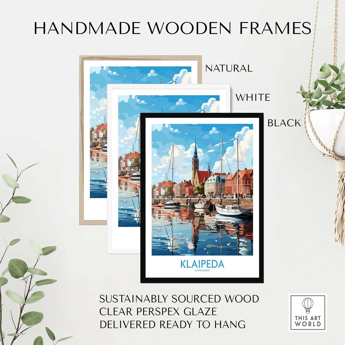 Klaipeda Lithuania Old Harbor Sailboats Church Tower Art Poster - Image 4