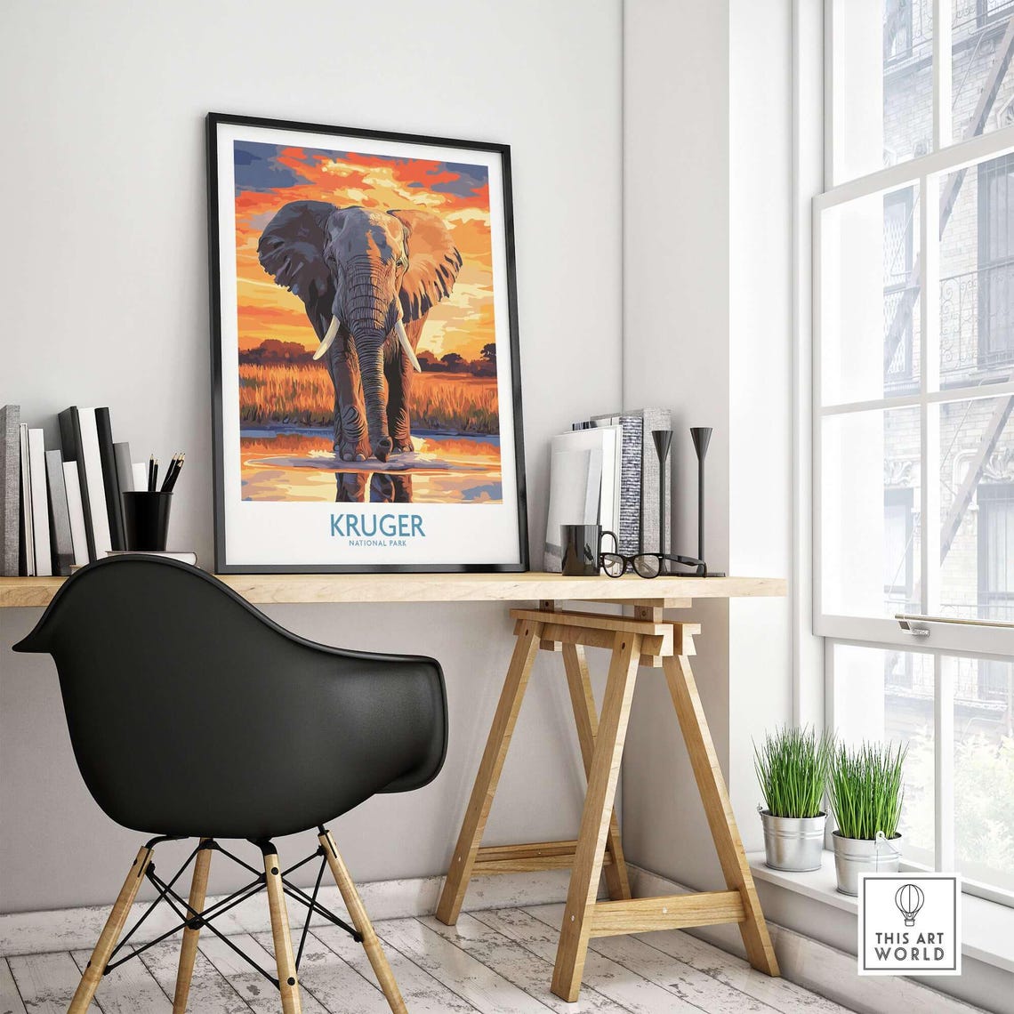 Kruger Park Travel Poster, Elephant Art Print - Image 4