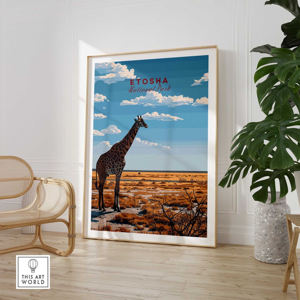 Etosha National Park Namibia Giraffe Golden Savanna Travel Poster - Image 3