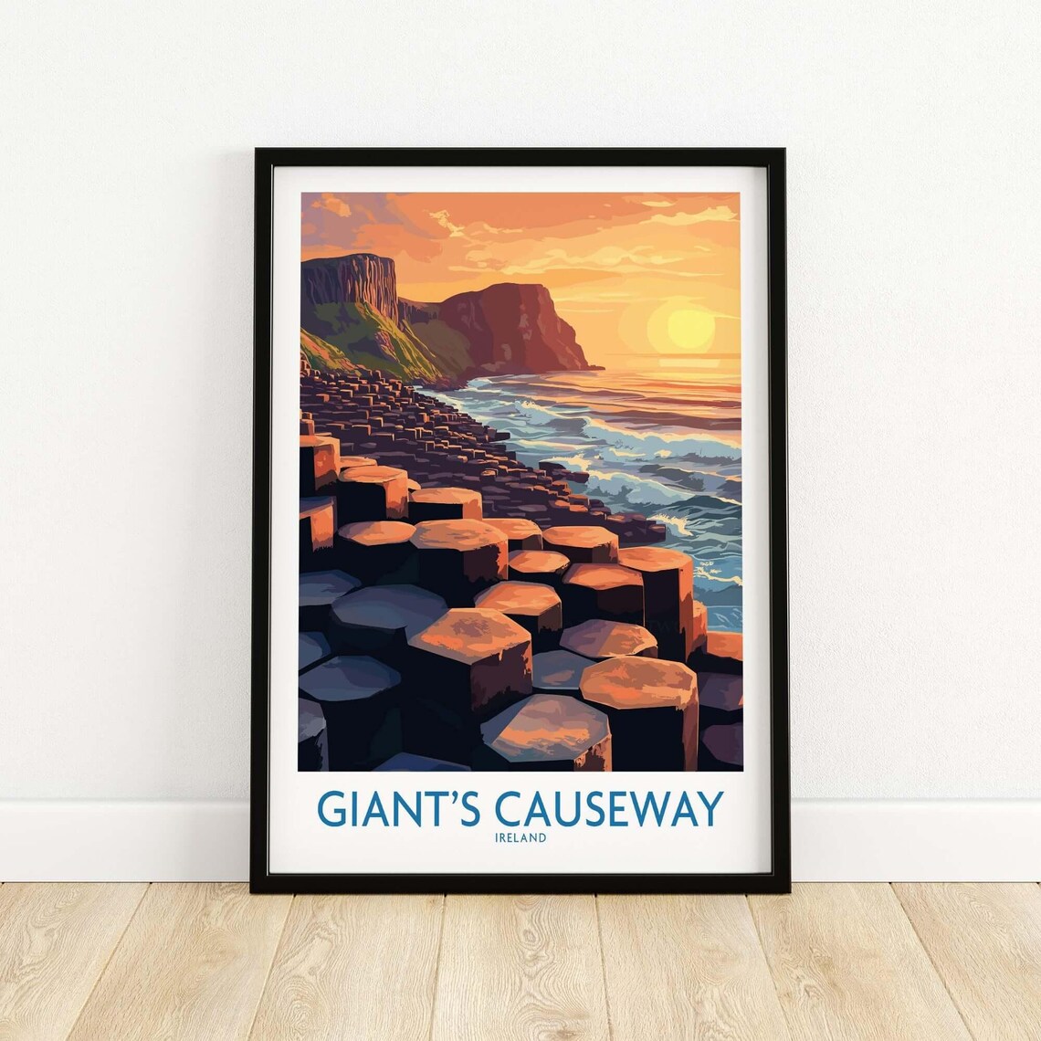 Giant's Causeway Ireland Sunset Poster Basalt Columns Coastal View