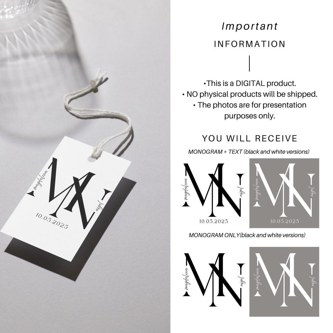 Personalized Couple Initials Monogram Logo Wedding Date Poster - Image 2