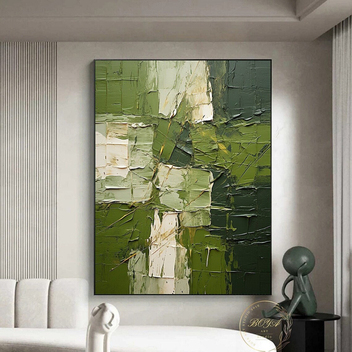 Green Texture Abstract Art Print, Modern Wall Art