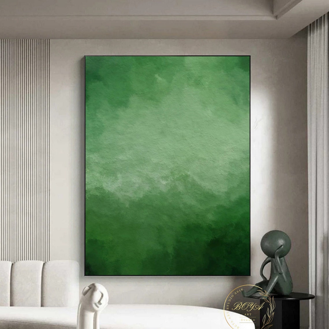 Soothing Green Watercolor Gradient Soft Minimalist Art Poster