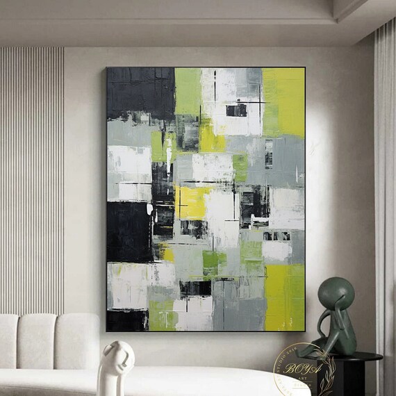 Lime Green Abstract Art Print, Modern Minimalism