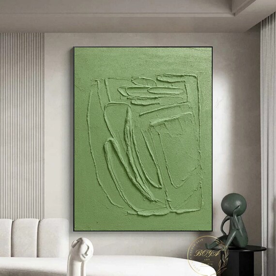 Original Green Texture Painting Green Minimalist Wall Art Green Abstract Oil Painting Large Green Painting Minimalist Textured Art