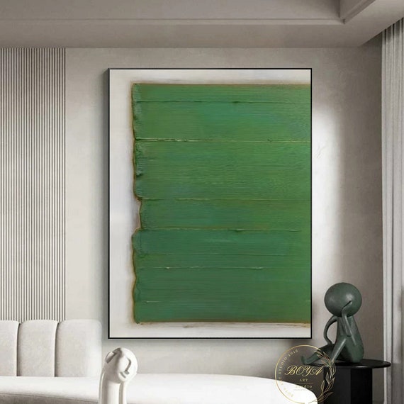 Green Abstract Oil Painting, Minimalist Art Print