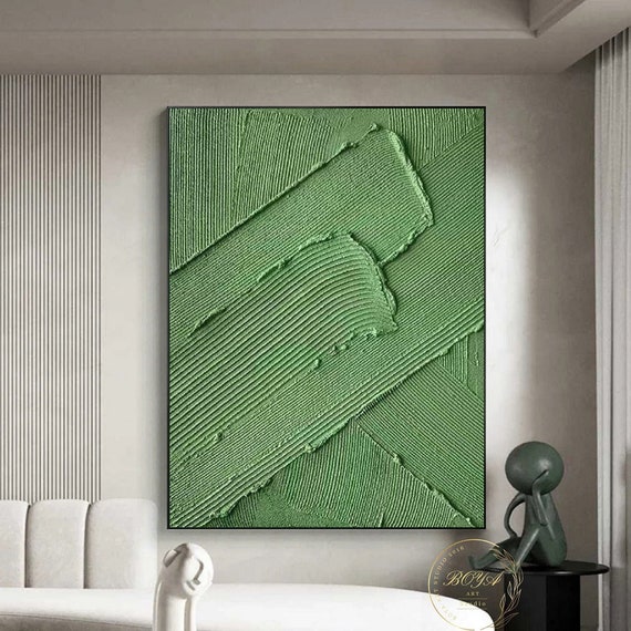 Green Minimalist Abstract Oil Painting Wall Art Print