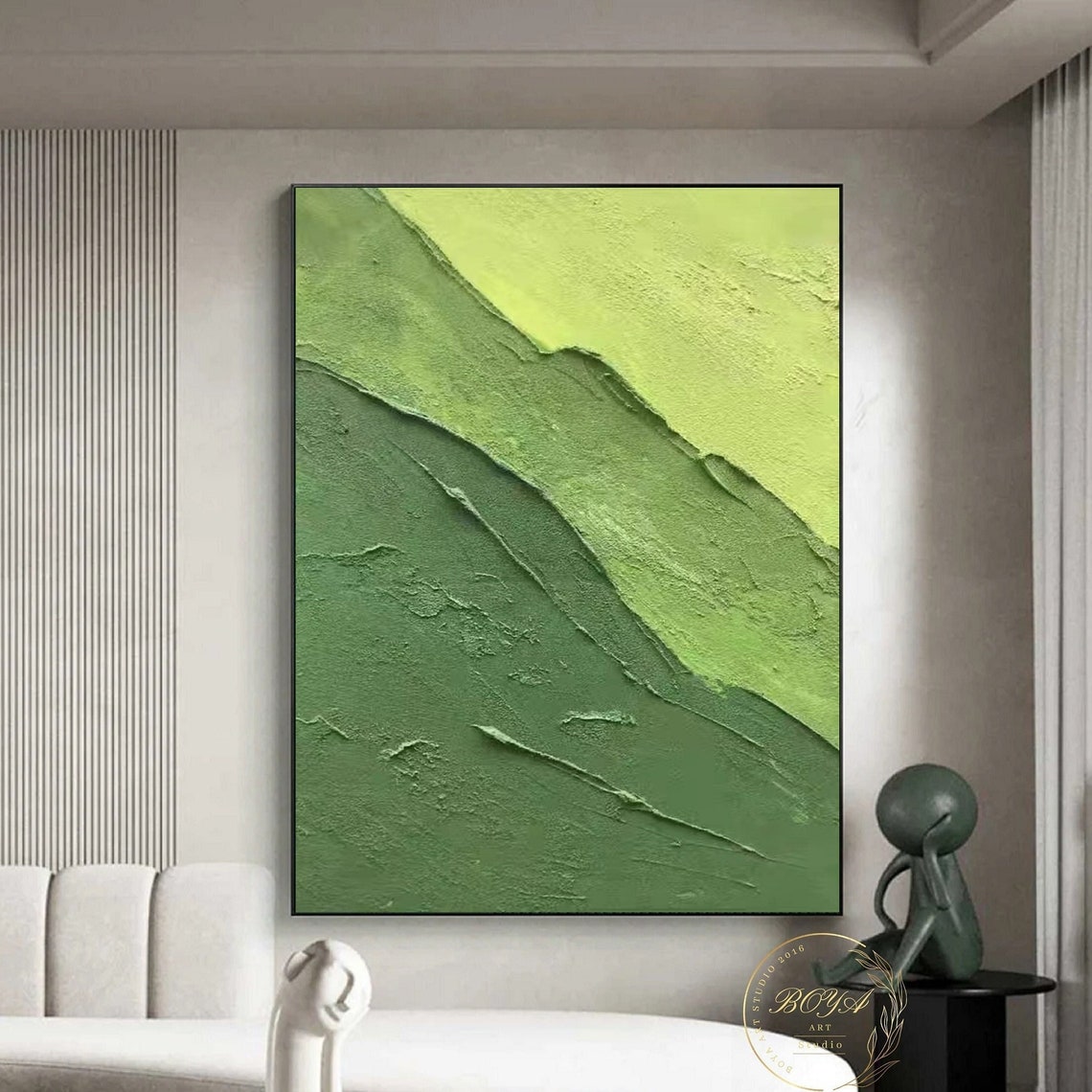 Fresh Lime Green Ombre Gradient Textured Minimalist Abstract Poster