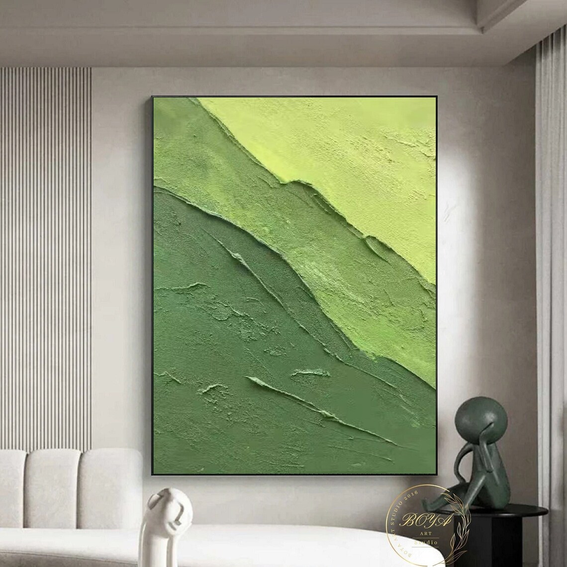 Large Green Textured Art Green Abstract Painting Minimalist Wall Art Green Painting Green Abstract Art 3d Textured Oil Painting