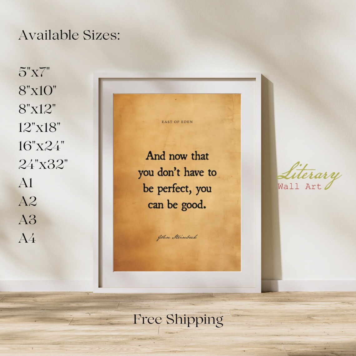 John Steinbeck East Of Eden Quote Print "You Can Be Good" Vintage Parchment - Image 3