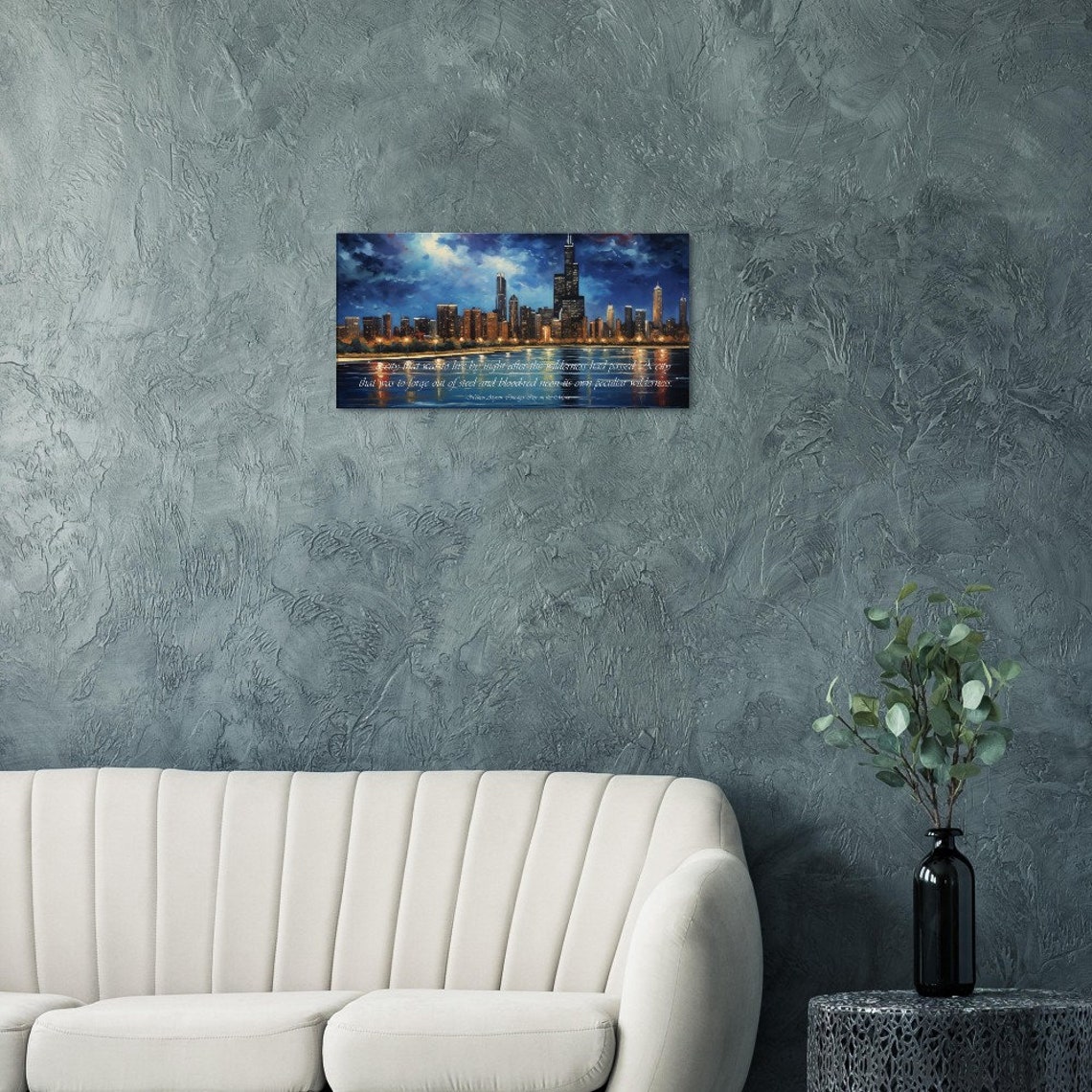 Nelson Algren Chicago City on the Make Night Skyline Quote Poster - Image 2